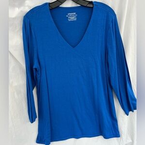 Chico’s the ultimate tee shirt, royal blue, long sleeve, Women’s Large (2)
